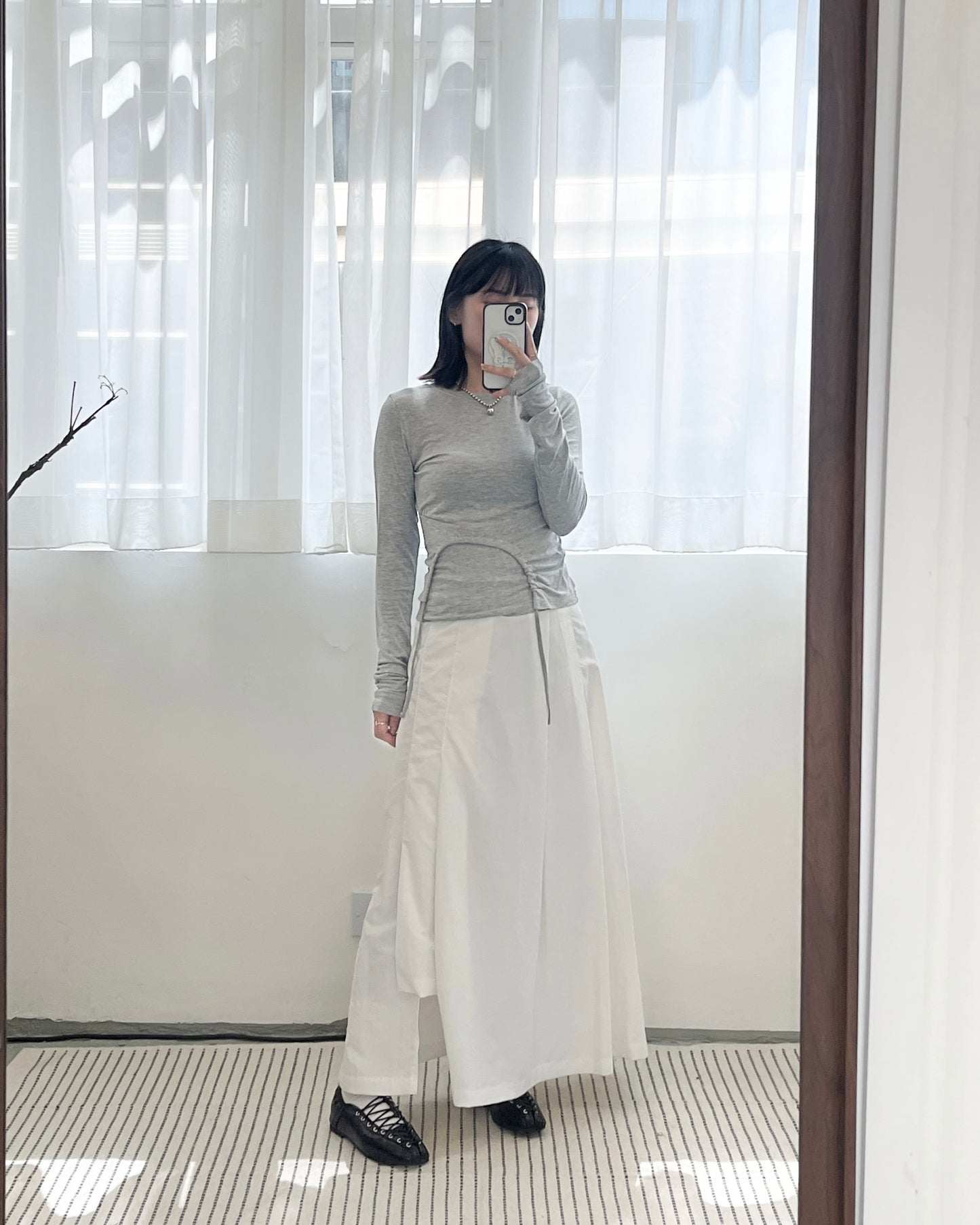 TP673- Circle Drawstring Top | White |Grey | Black