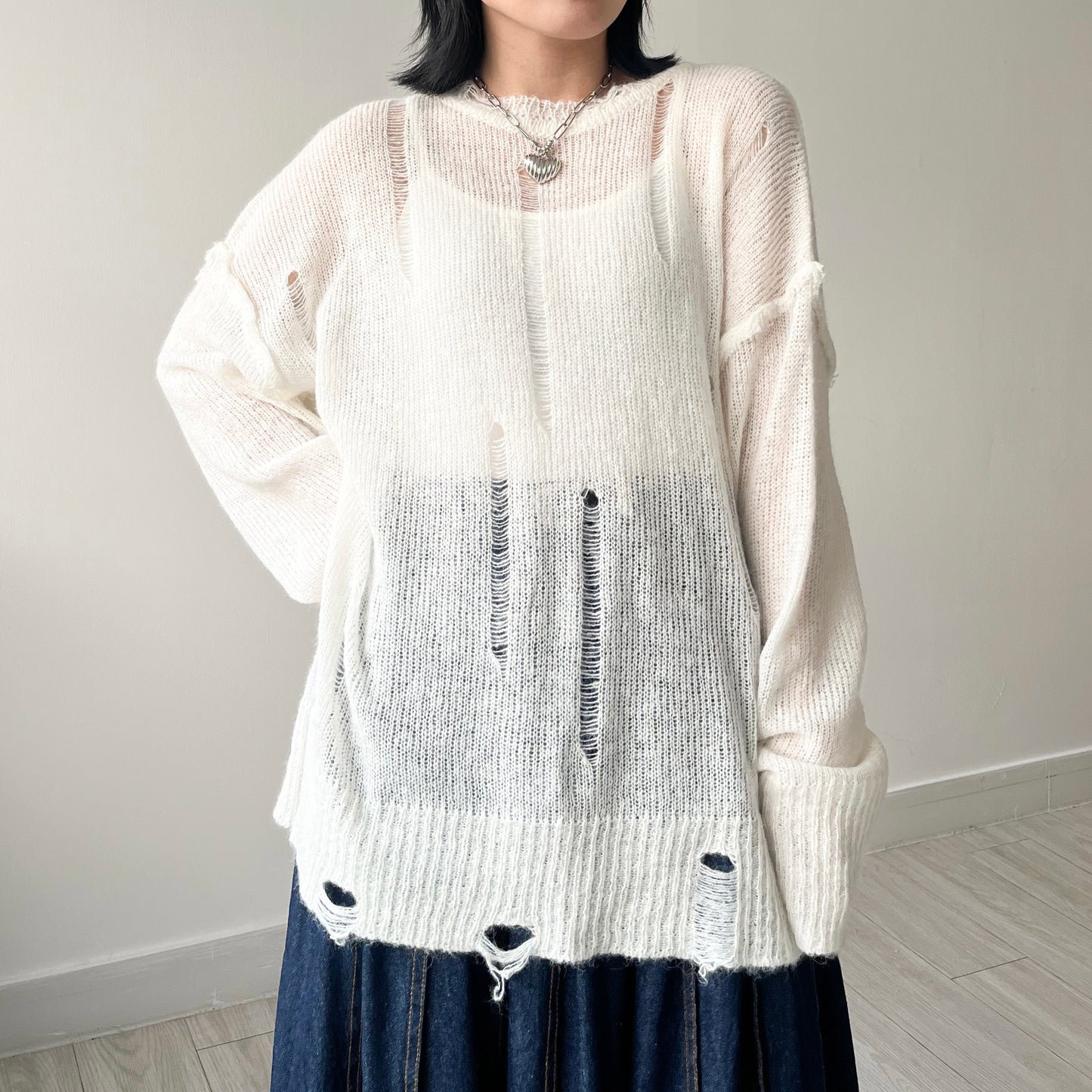 TP430- Oversize Mohair Knitwear | White | Blue | Khaki | Black