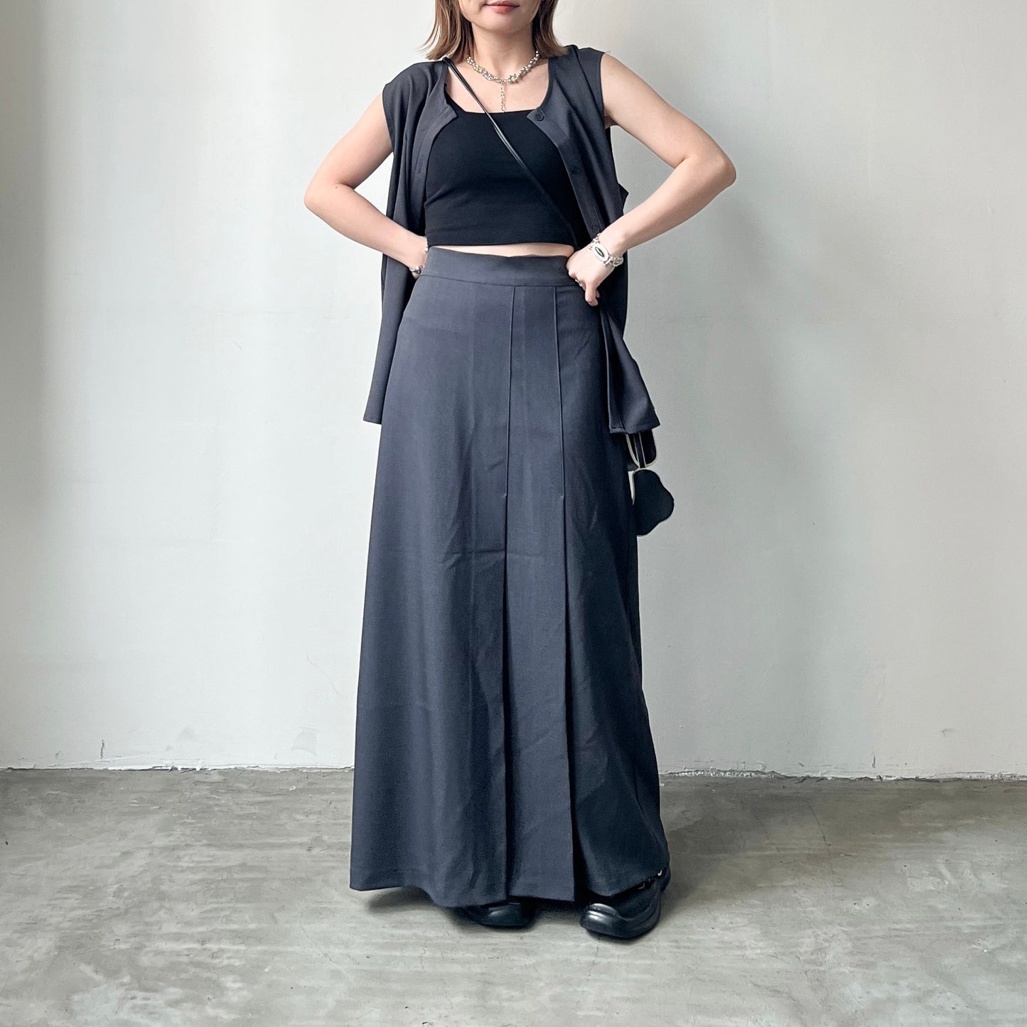 SK74- Lily Set Skirt | Grey | Black ( 自留set )