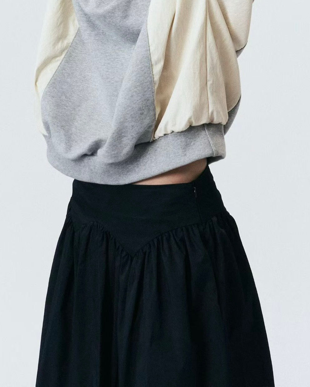 SK138- High Quality Umbrella Skirt | Grey | Navy ( S / M )