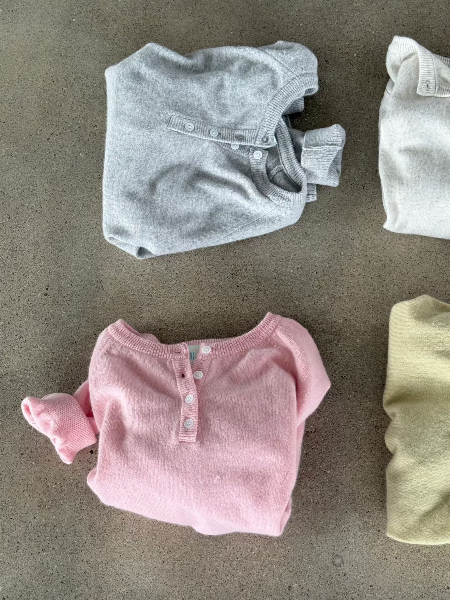 TP718- 🐏Cashmere Button Basic Top | Oatmeal | Pink | Lime | Grey