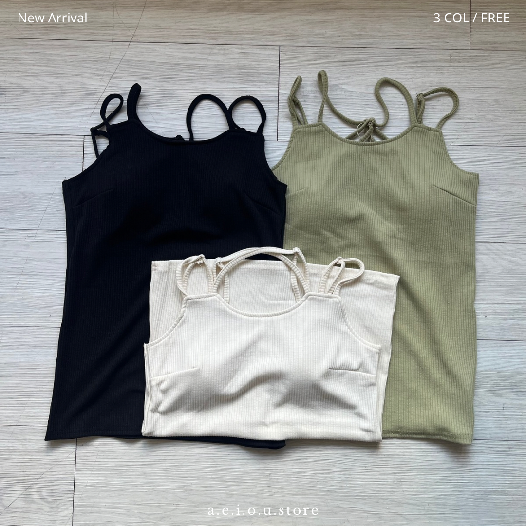 TP365- 2 Ways Camisole Vest with pad | Ivory | Lime | Black