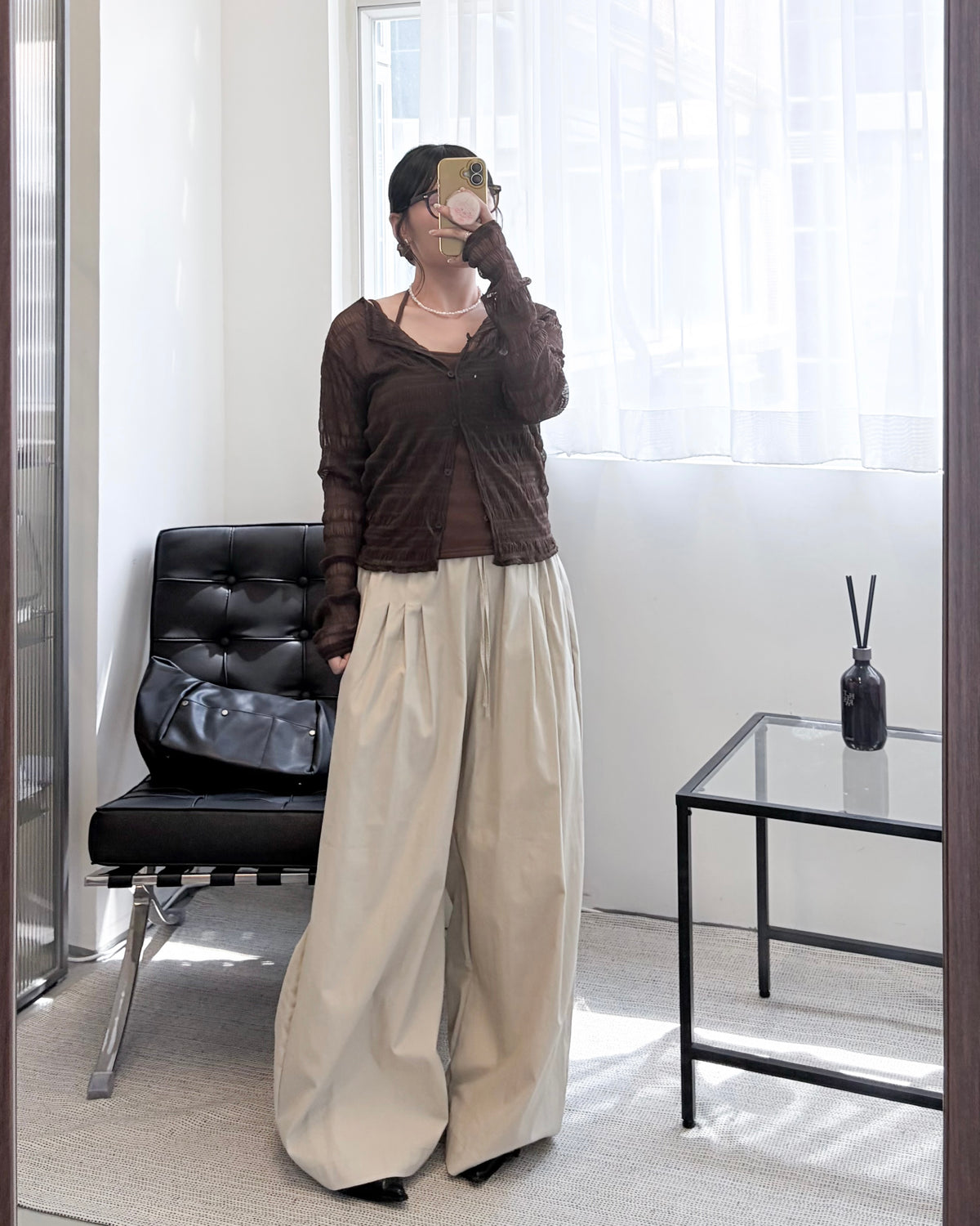 PT124- Soft Pleated Pants | Ivory | Grey