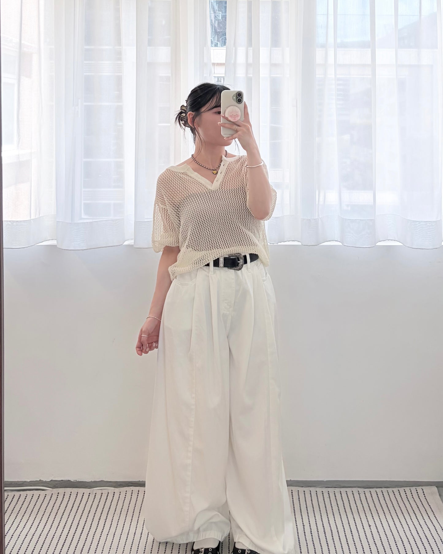 TP806- Knitwear Short Sleeve Top | Ivory | Black