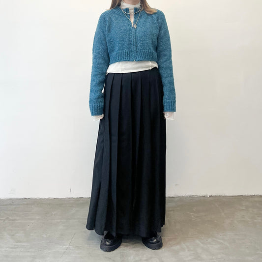 SK58-  Pleated Twill Skirt | Brown | Black