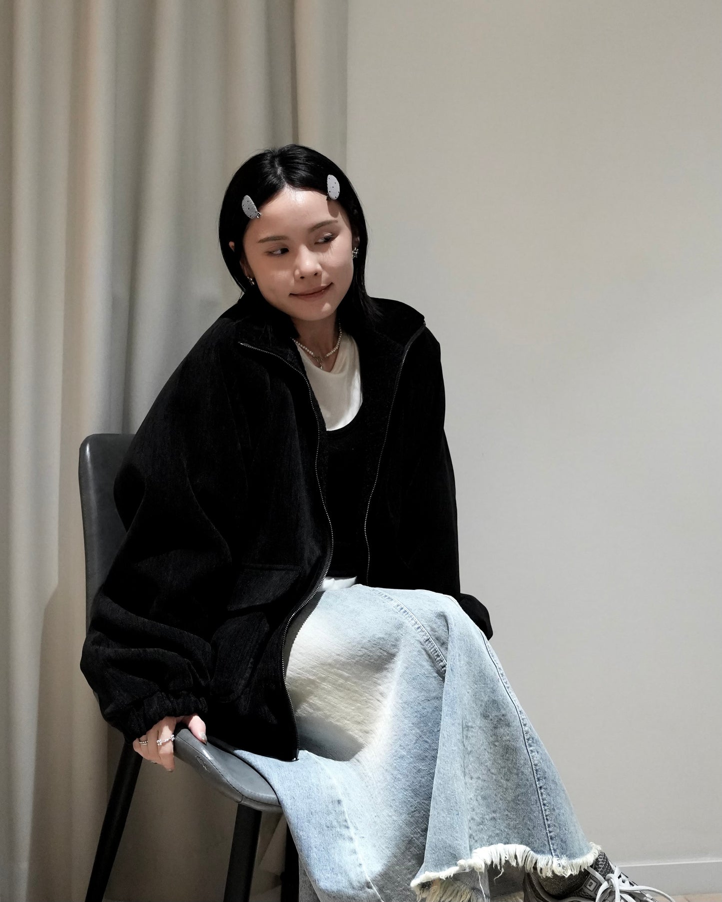 必入手！ JK45- 天鵝絨羊毛企領雙拉鍊外套 | Brown | Black ( 內有毛毛 )