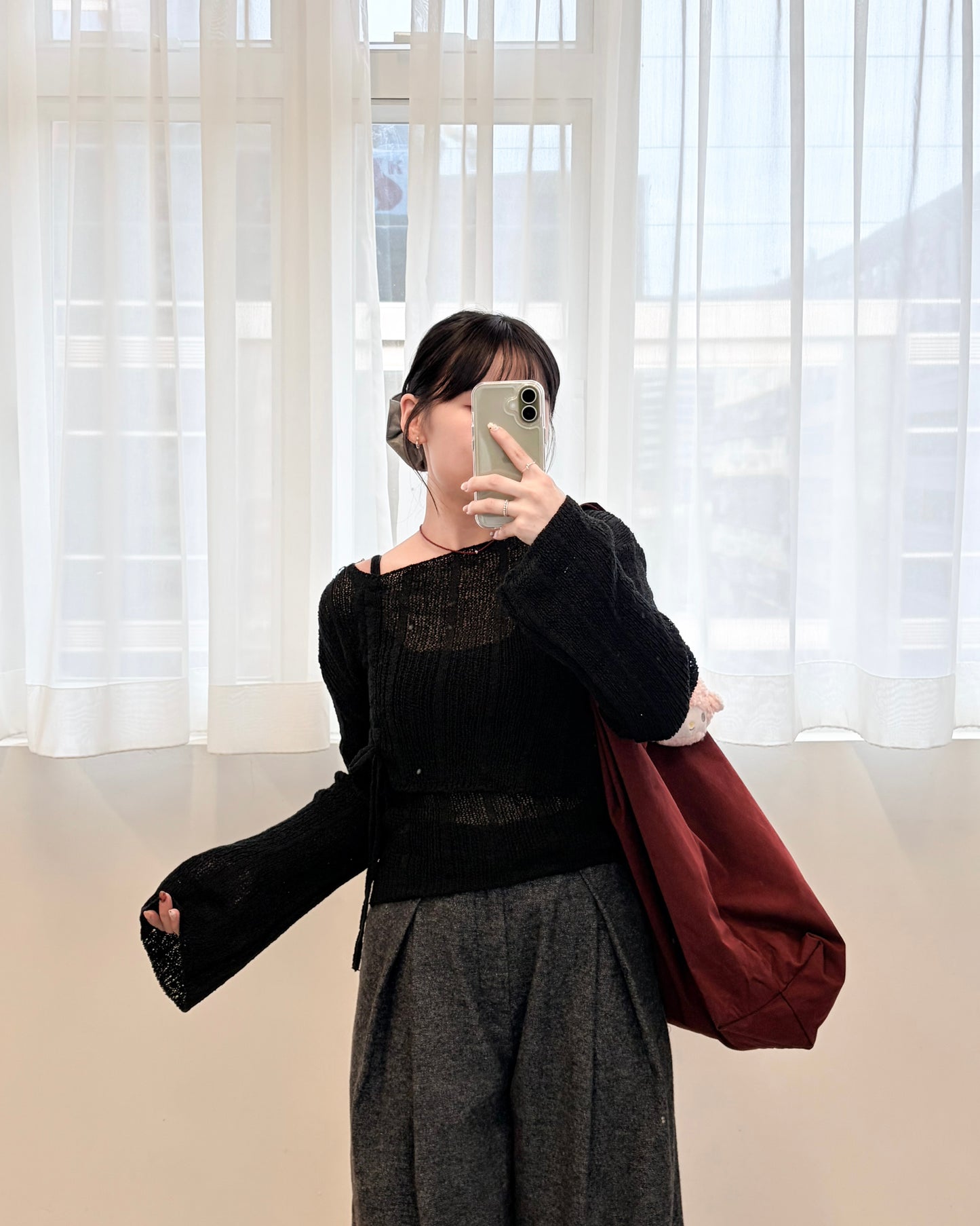 TP681- Cropped Shirring Set Top | Ivory | Brown | Black