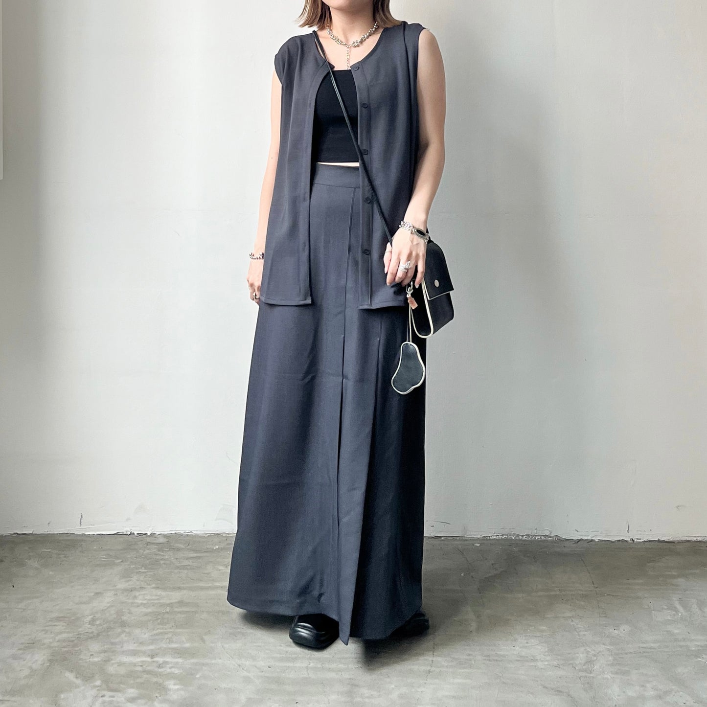 TP314- Lily Set Vest | Grey |  Black ( 自留set )