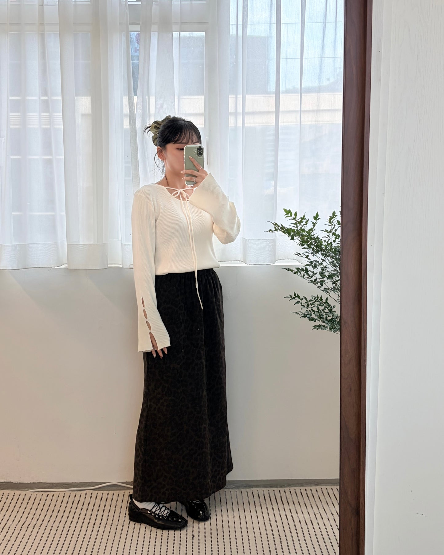 SK132- 薄燈芯絨Leopard Skirt