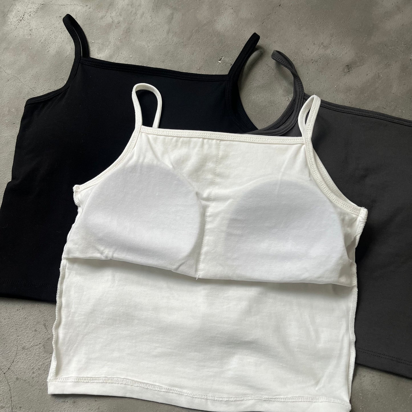 TP328- Camisole Vest Top With Pad | White | Grey | Black