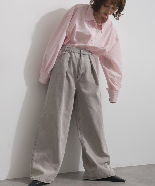 PT109- Denim Tuck Pant | Yellow | Grey