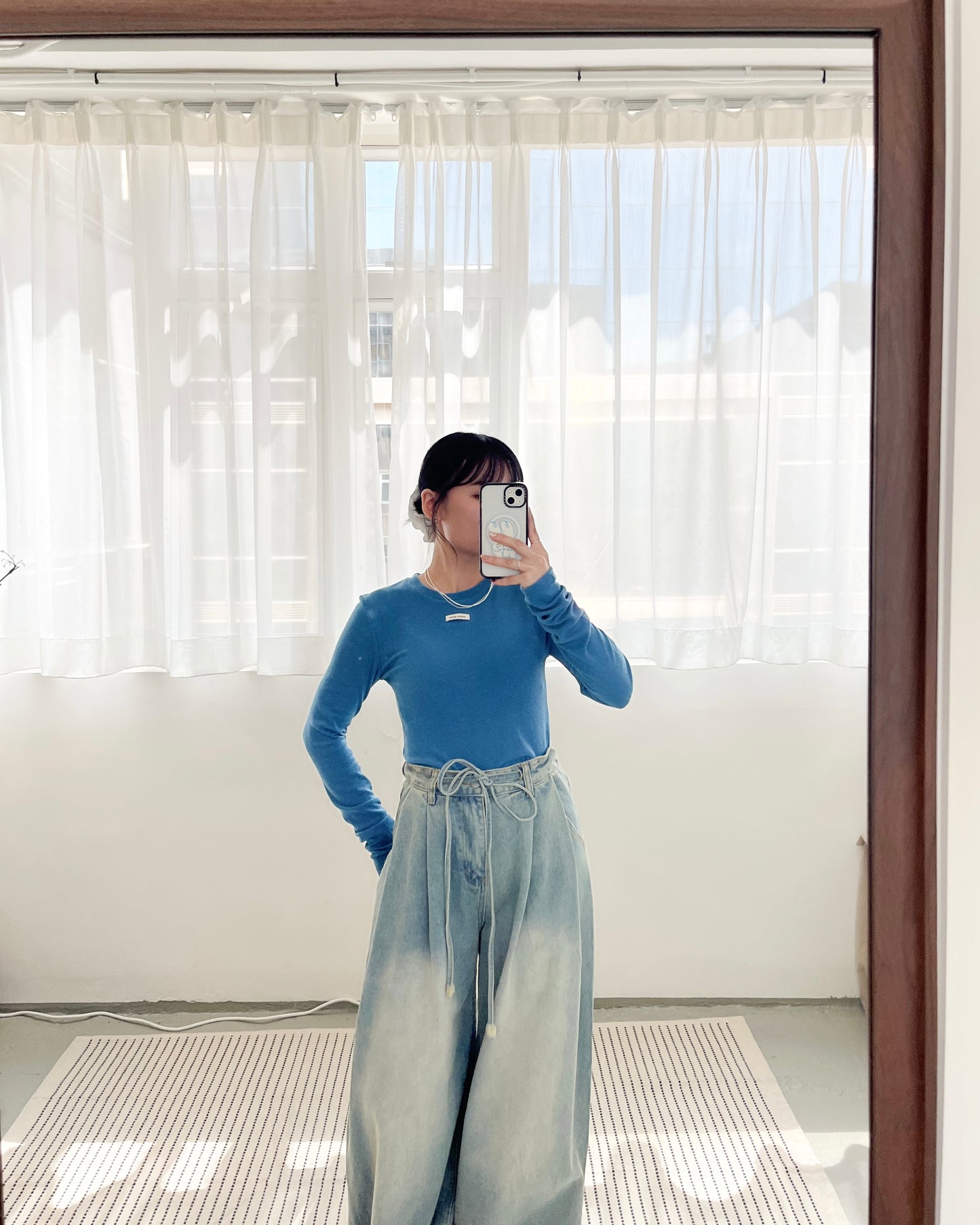 TP674- Logo Tag Cotton Top | Ivory | Grey | Blue | Brown | Black