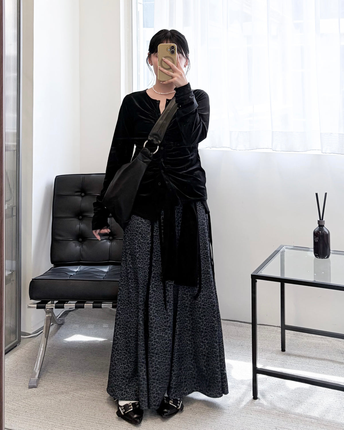 SK158- Leopard Print Fish-Tail Long Skirt | Brown | Charcoal