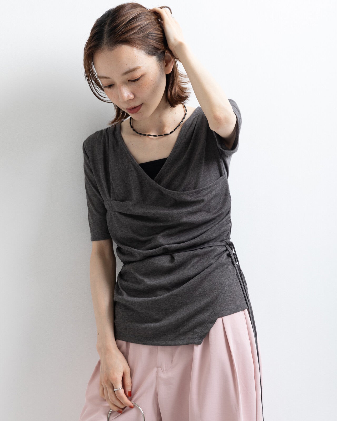 TP801- 2 Way draped Pullover | Cream | Grey | Black