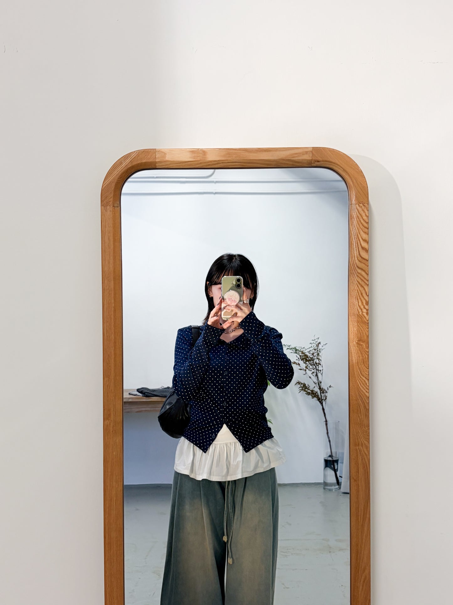 TP712- Small Dot Button Top / Cardigan | White | Red | Navy | Black | Grey | Brown