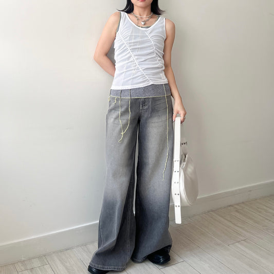 PT92- Wide Leg Grey Jeans ( S / M )