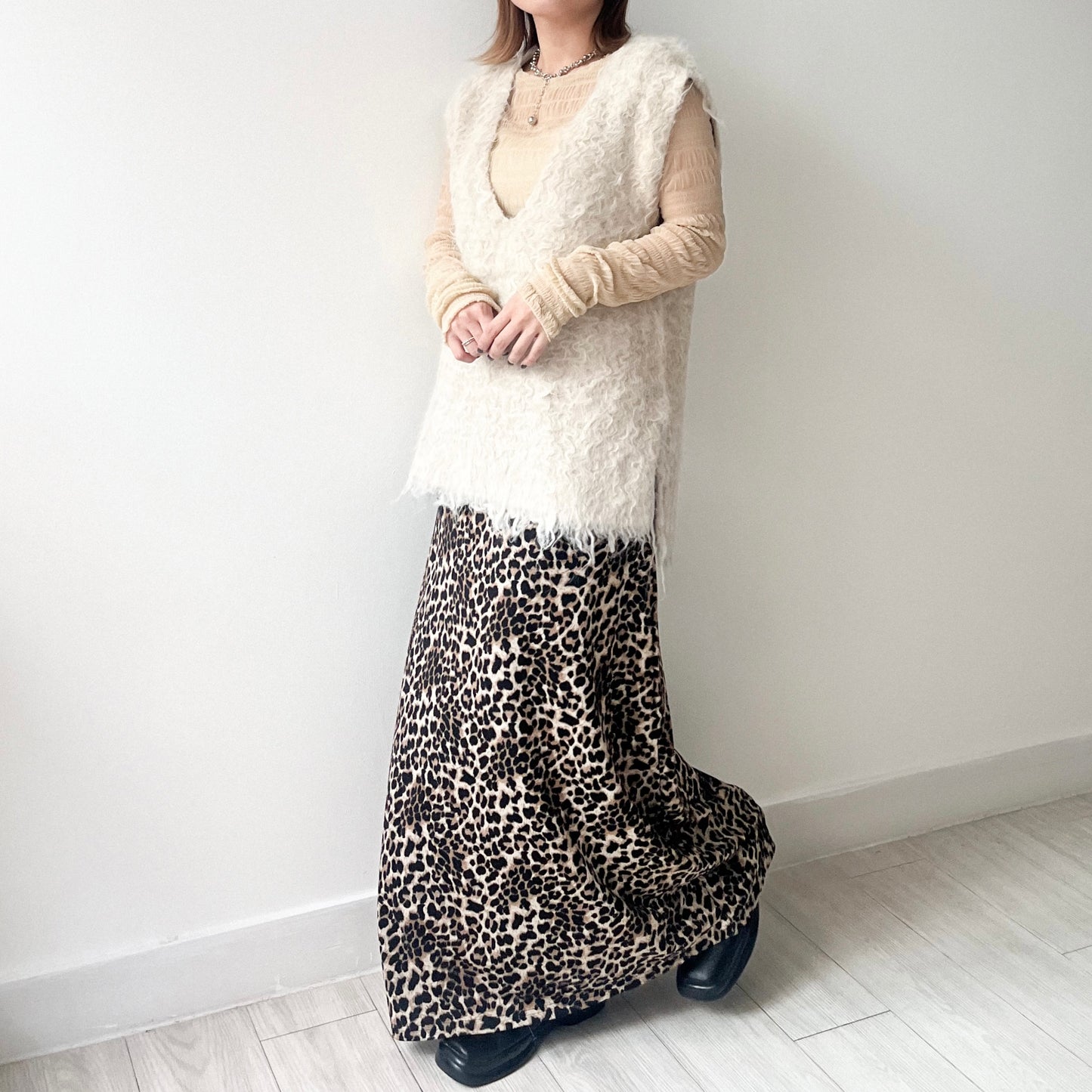 SK94- Leopard Print Skirt | Brown | Black