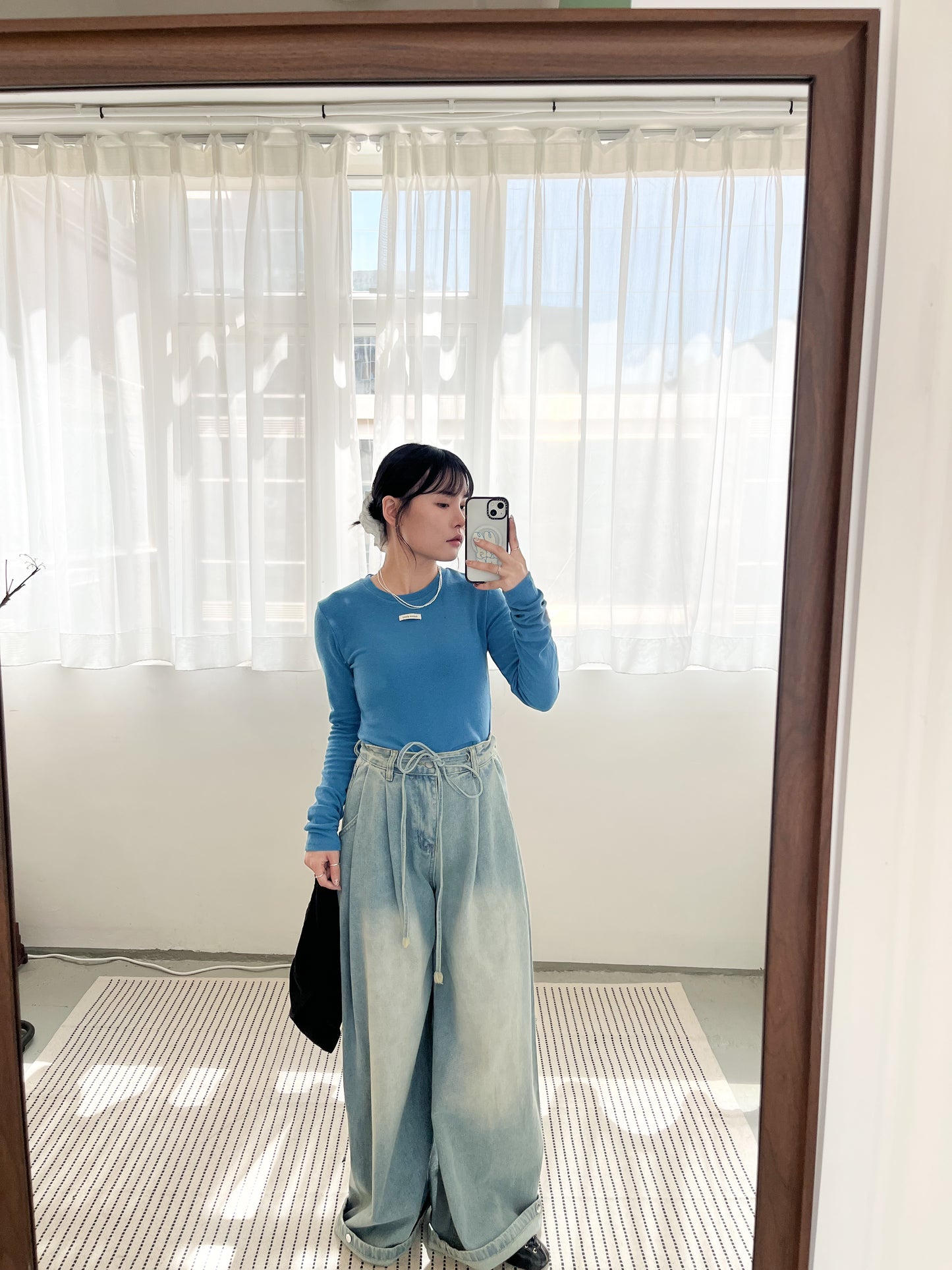 TP674- Logo Tag Cotton Top | Ivory | Grey | Blue | Brown | Black