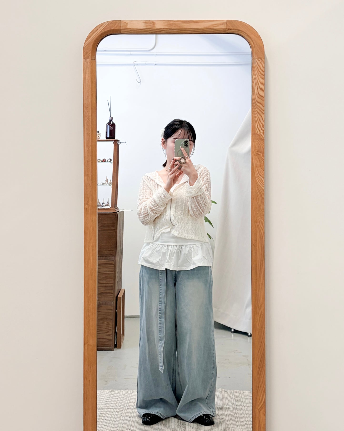 PT106- Wide Blue Jeans With Belt | Light Blue | Deep Blue ( S / M )