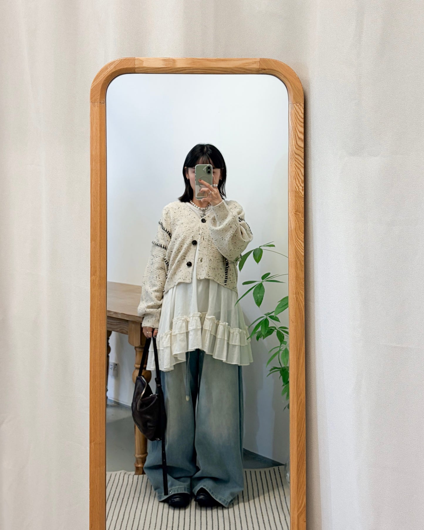 JK49- Chocolate Chip Knit Cardigan | Ivory | Beige