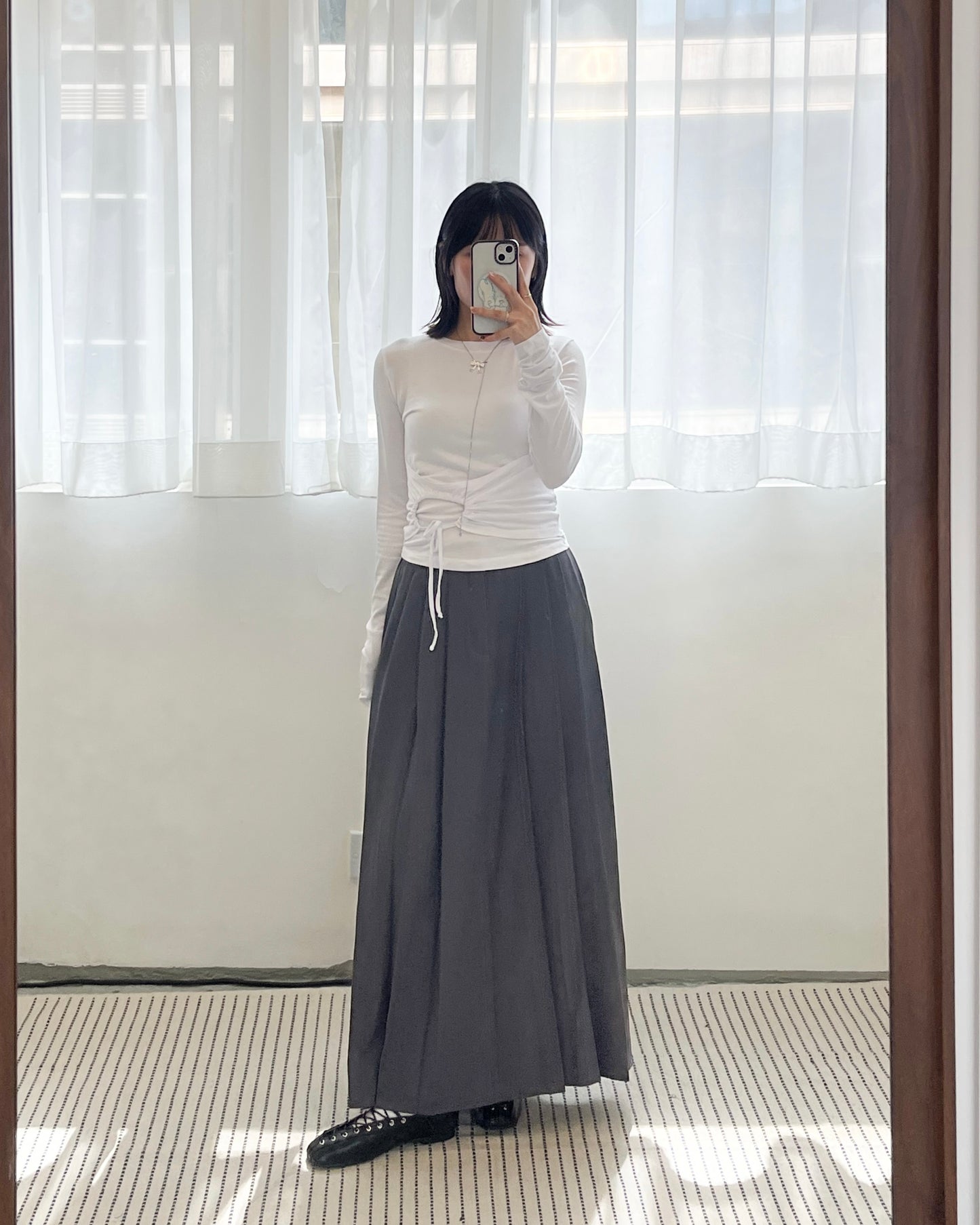 TP673- Circle Drawstring Top | White |Grey | Black