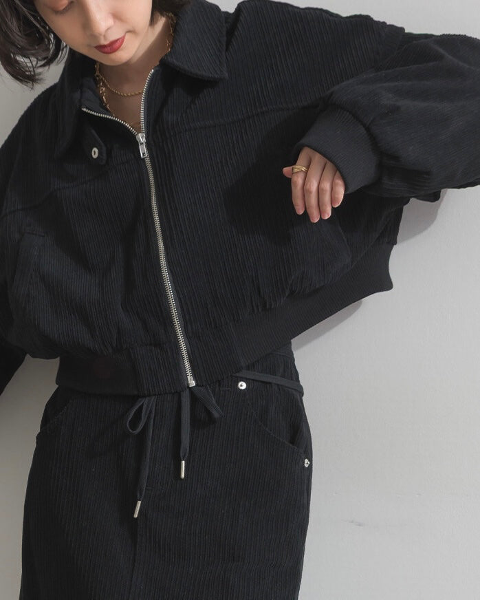 JK48- Corduroy Zip Cardigan | Ivory | Brown | Black