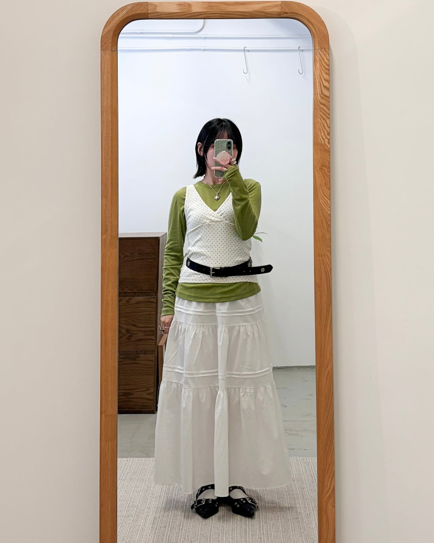 SK145- Double Line White Skirt