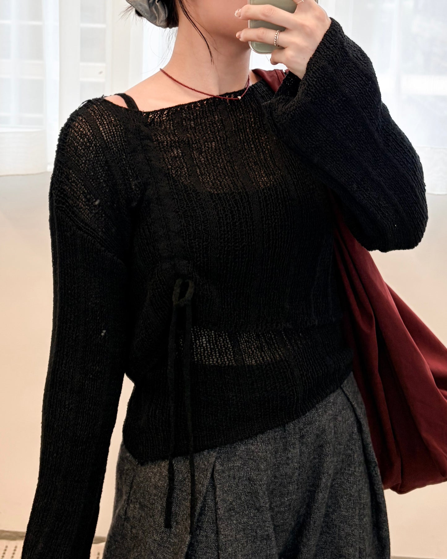 TP681- Cropped Shirring Set Top | Ivory | Brown | Black