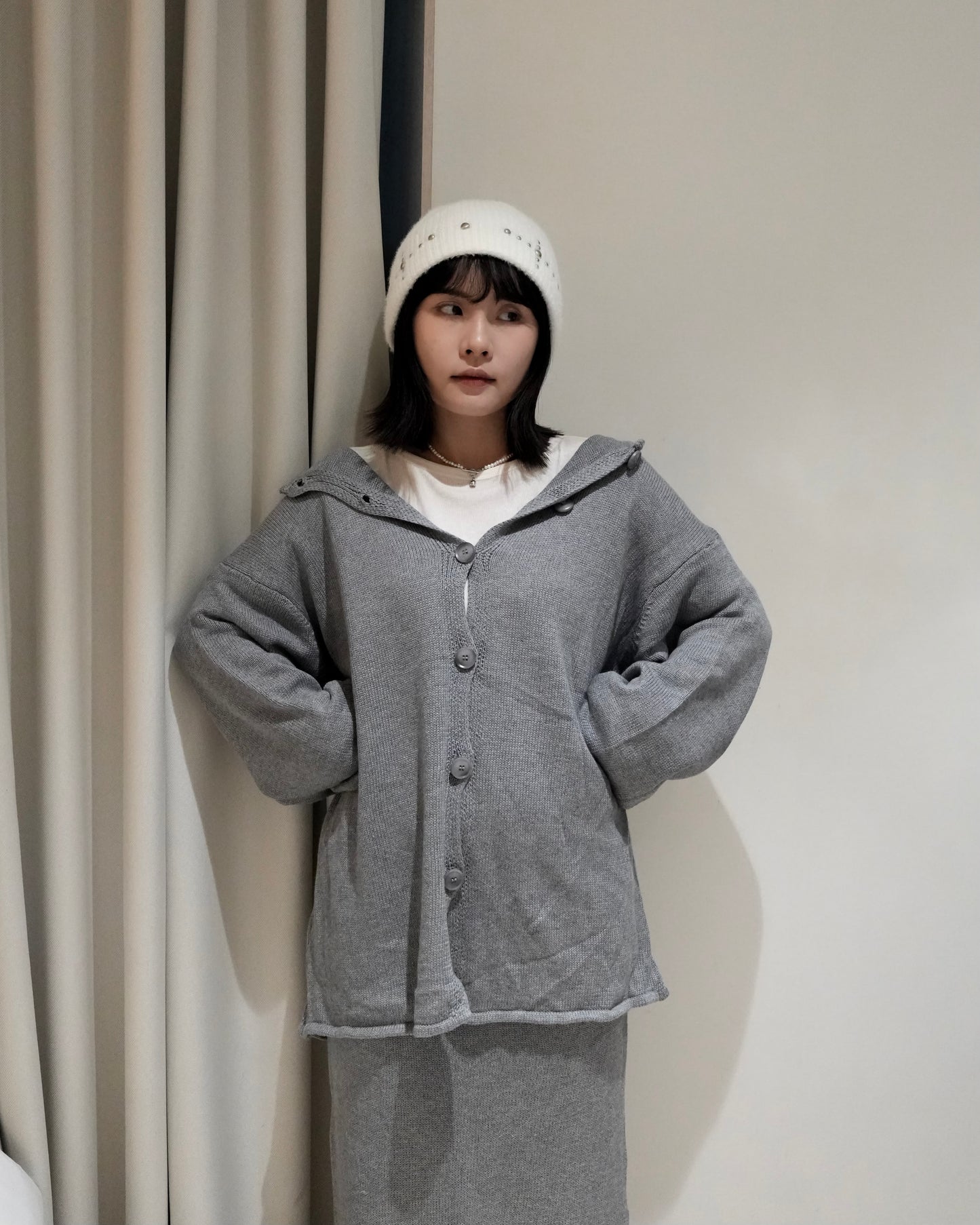 TP705- 3 Way Set Top With Skirt | Grey | Black ( 上衣+ 半截裙 2 件 )