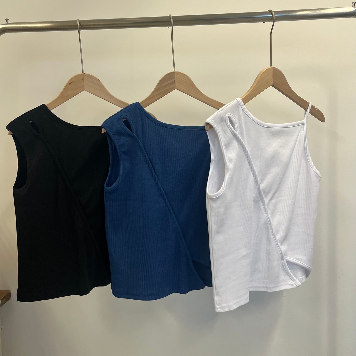 TP654- Cutting Vest Top | White  | Blue | Black