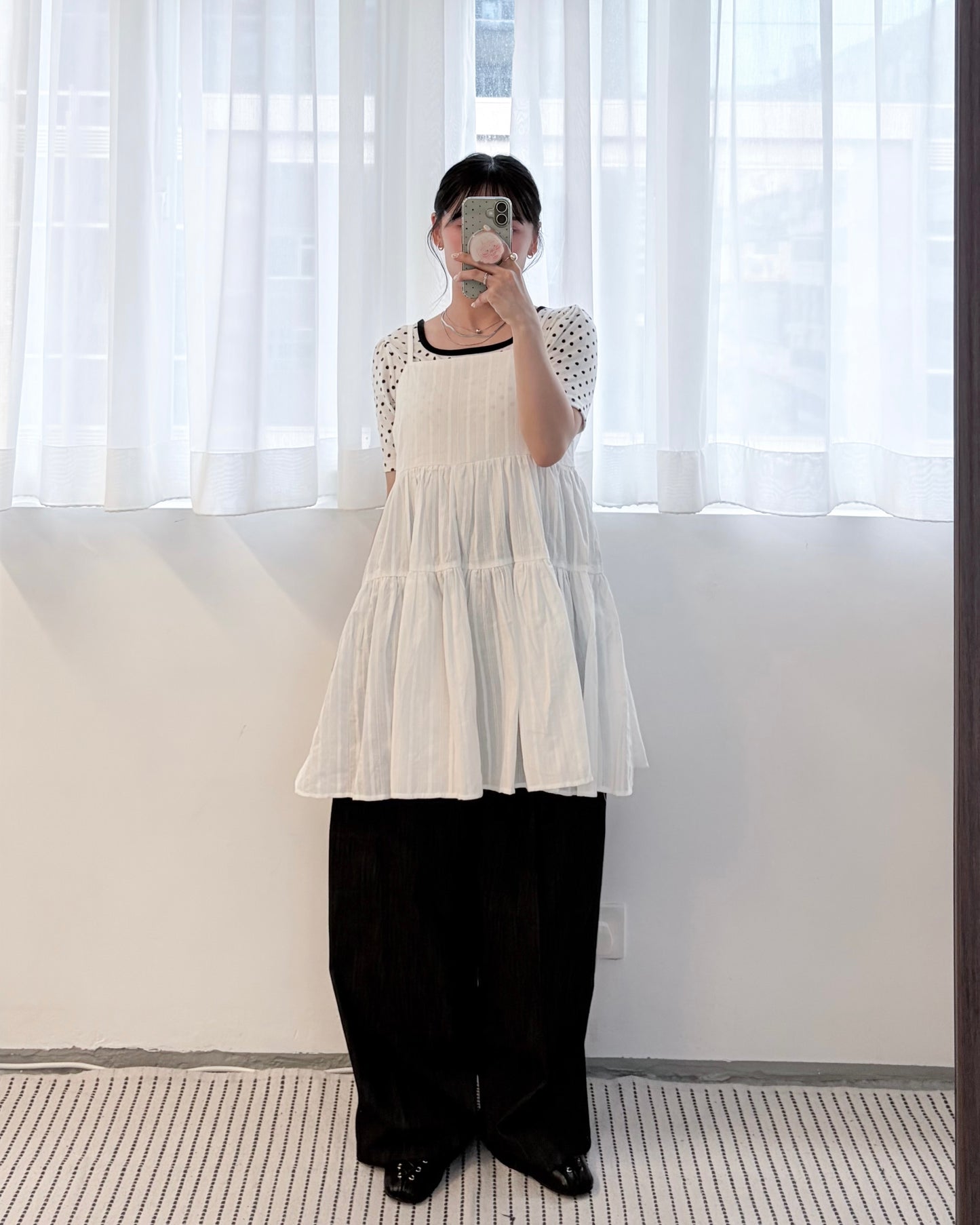 TP798- Polka Dot Top | White  | Black