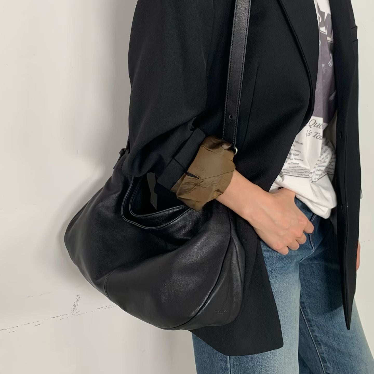 羊皮 / 麂皮 法式皮搭包 ( Large size )