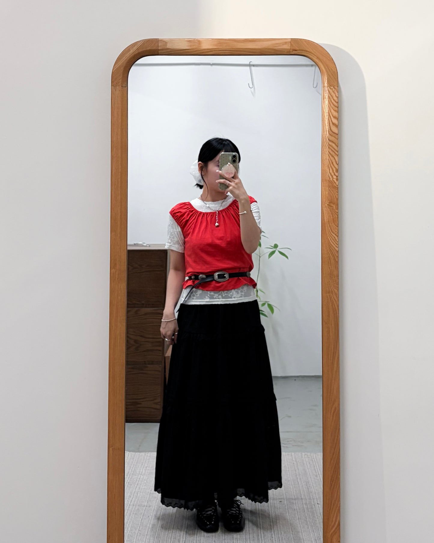 TP757- Square Neck Vest Top | White | Orange Red | Grey