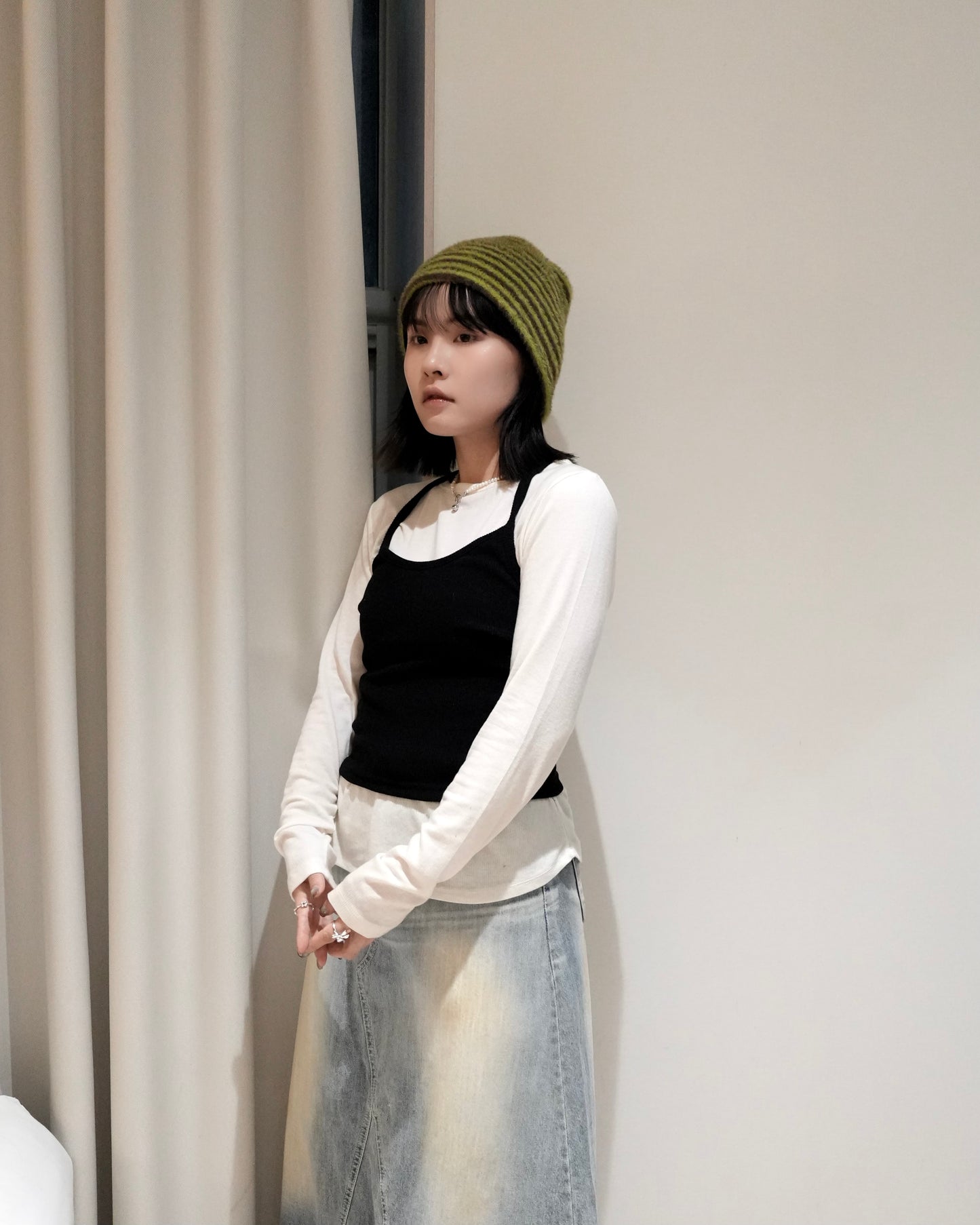 TP700- 直紋後綁吊帶背心 | Grey | Brown | Black