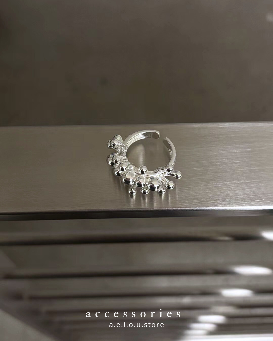 AC291- 珊瑚戒指 #13 up ( 鍍銀 )