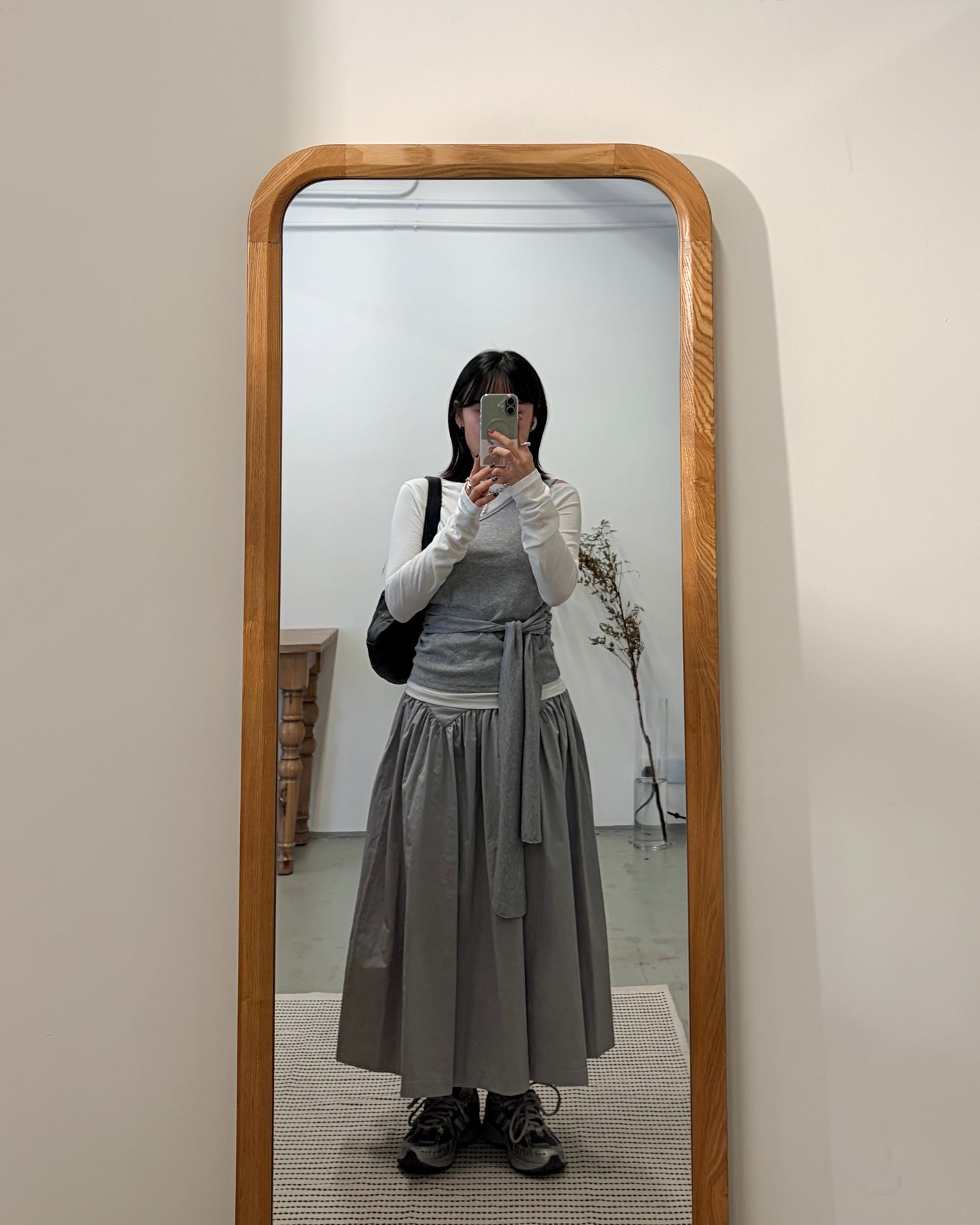 SK138- High Quality Umbrella Skirt | Grey | Navy ( S / M )