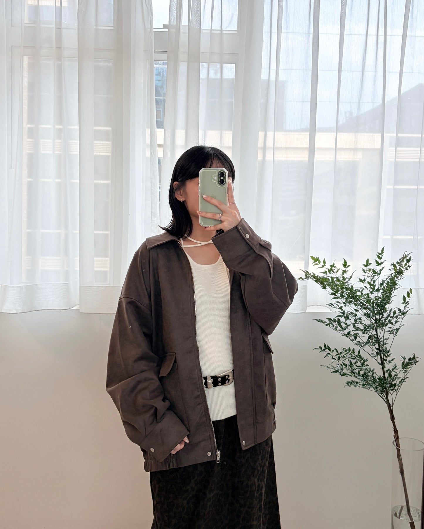 JK42- Unwash Collar Blouse Jacket | Milk Tea | Grey | Brown