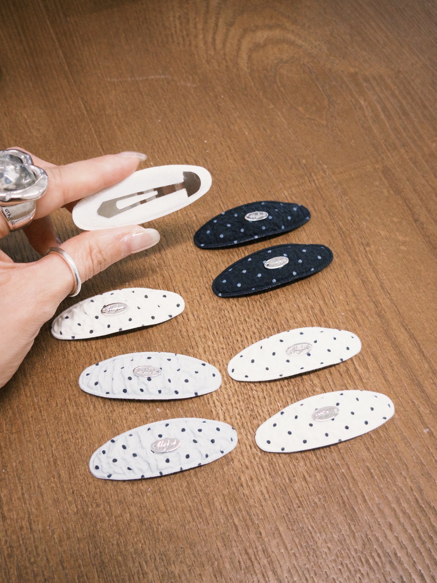 AC303- Small Dot Hair Clip | White | Grey | Butter | Black (1 pair)