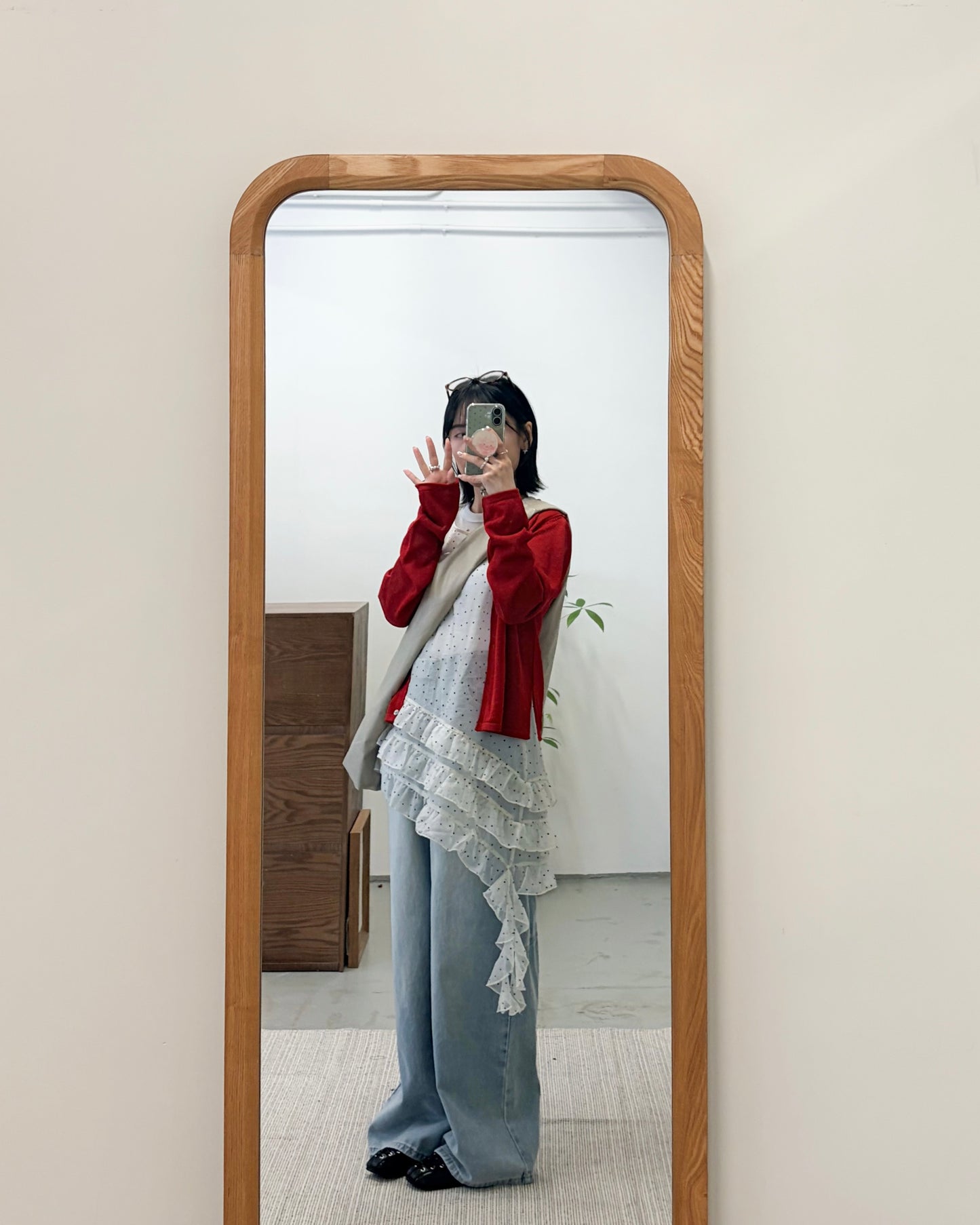 TP750- 網紗不規則Ruffle Vest Top | Ivory