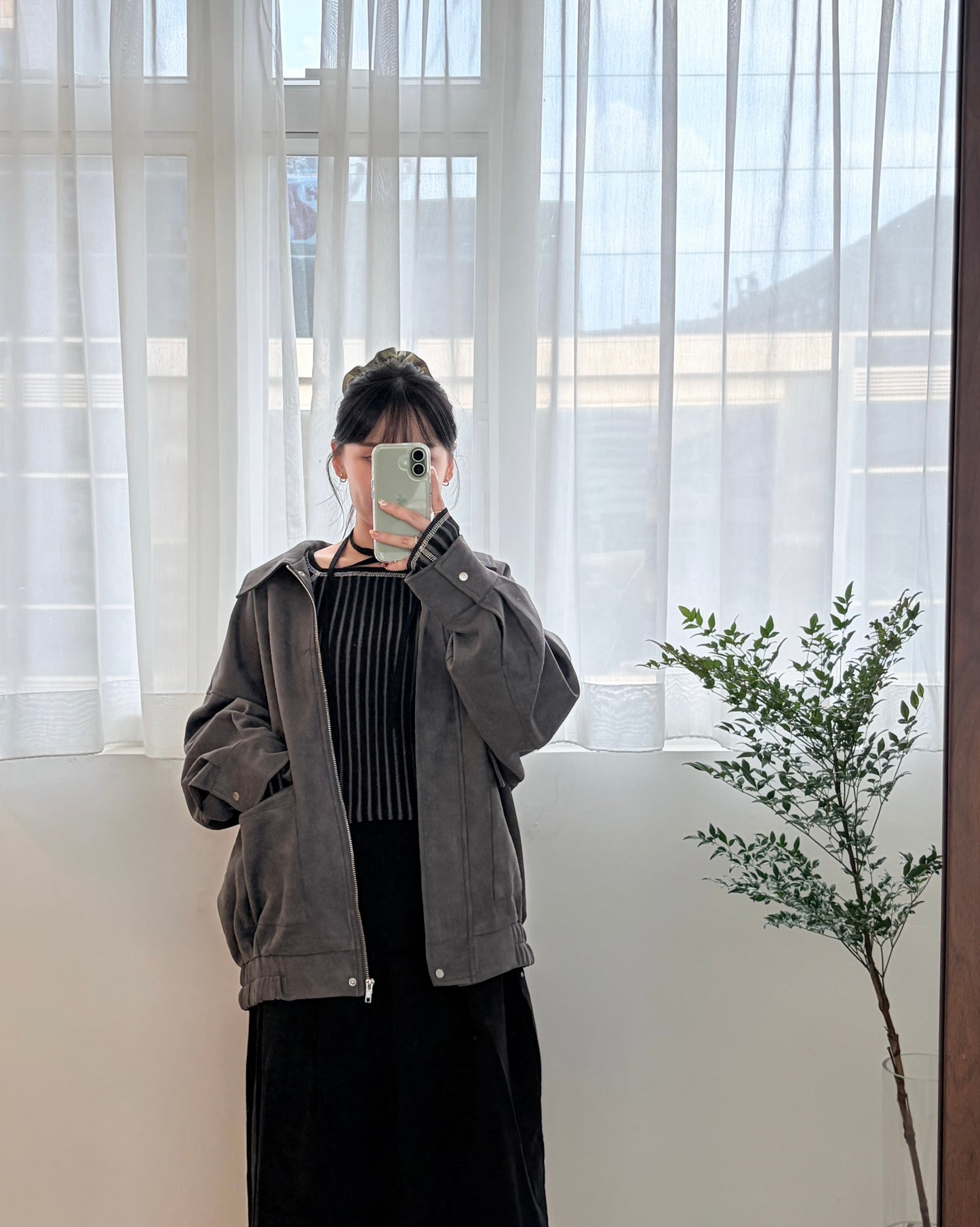 JK42- Unwash Collar Blouse Jacket | Milk Tea | Grey | Brown