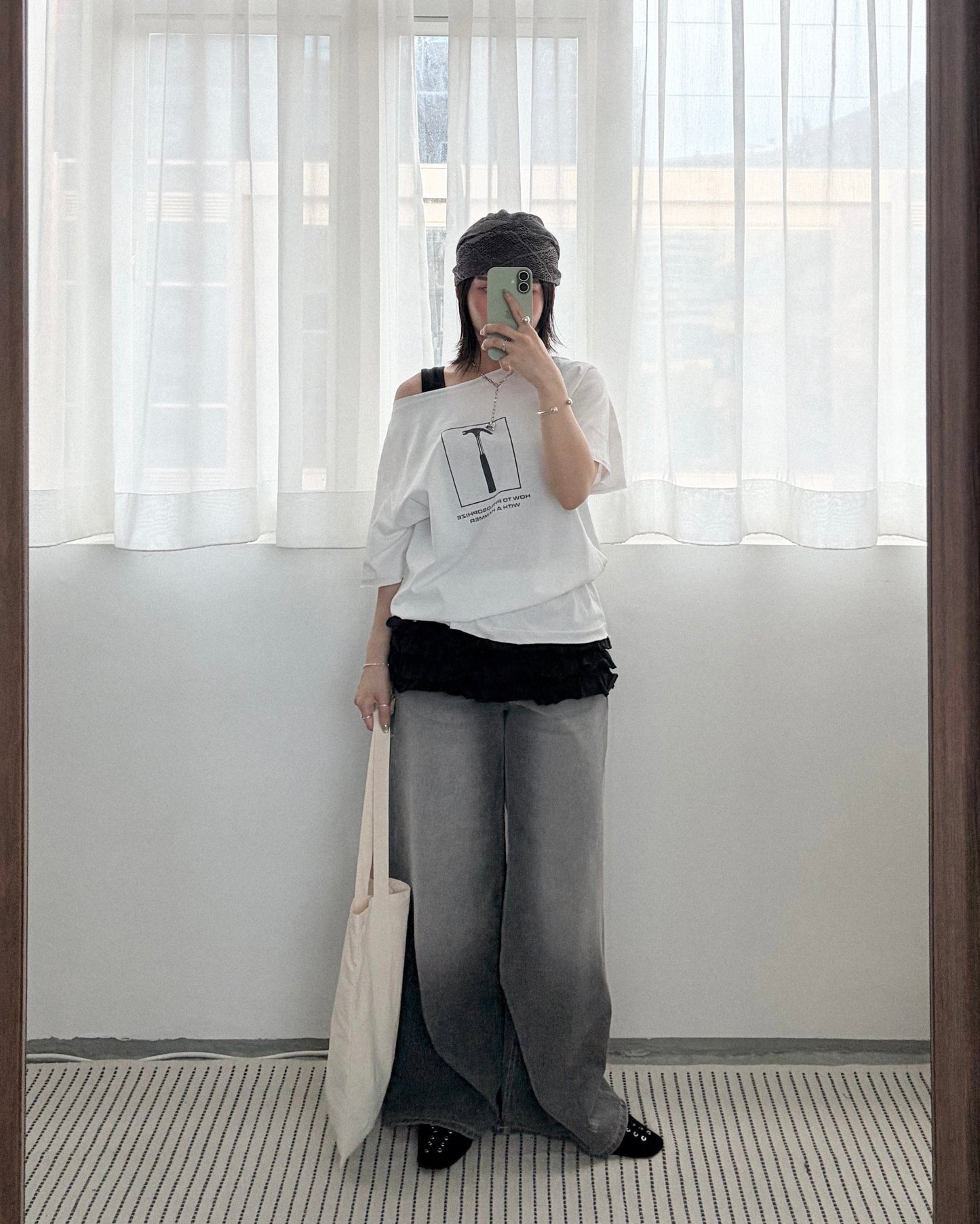 TP774- Wide Neck 🔨 Tee | White  | Black