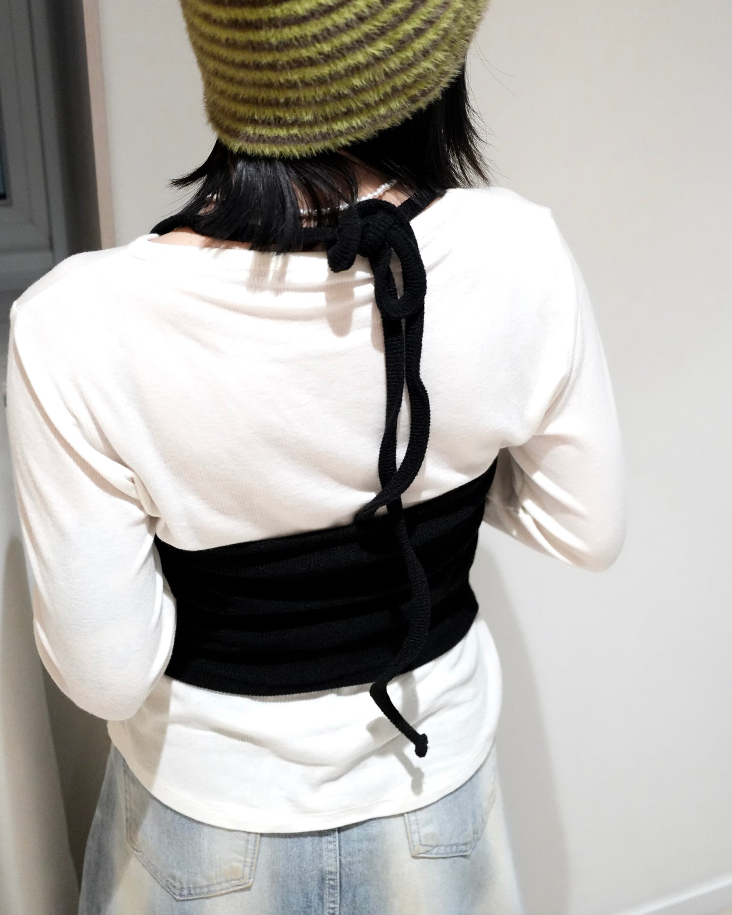 TP700- 直紋後綁吊帶背心 | Grey | Brown | Black