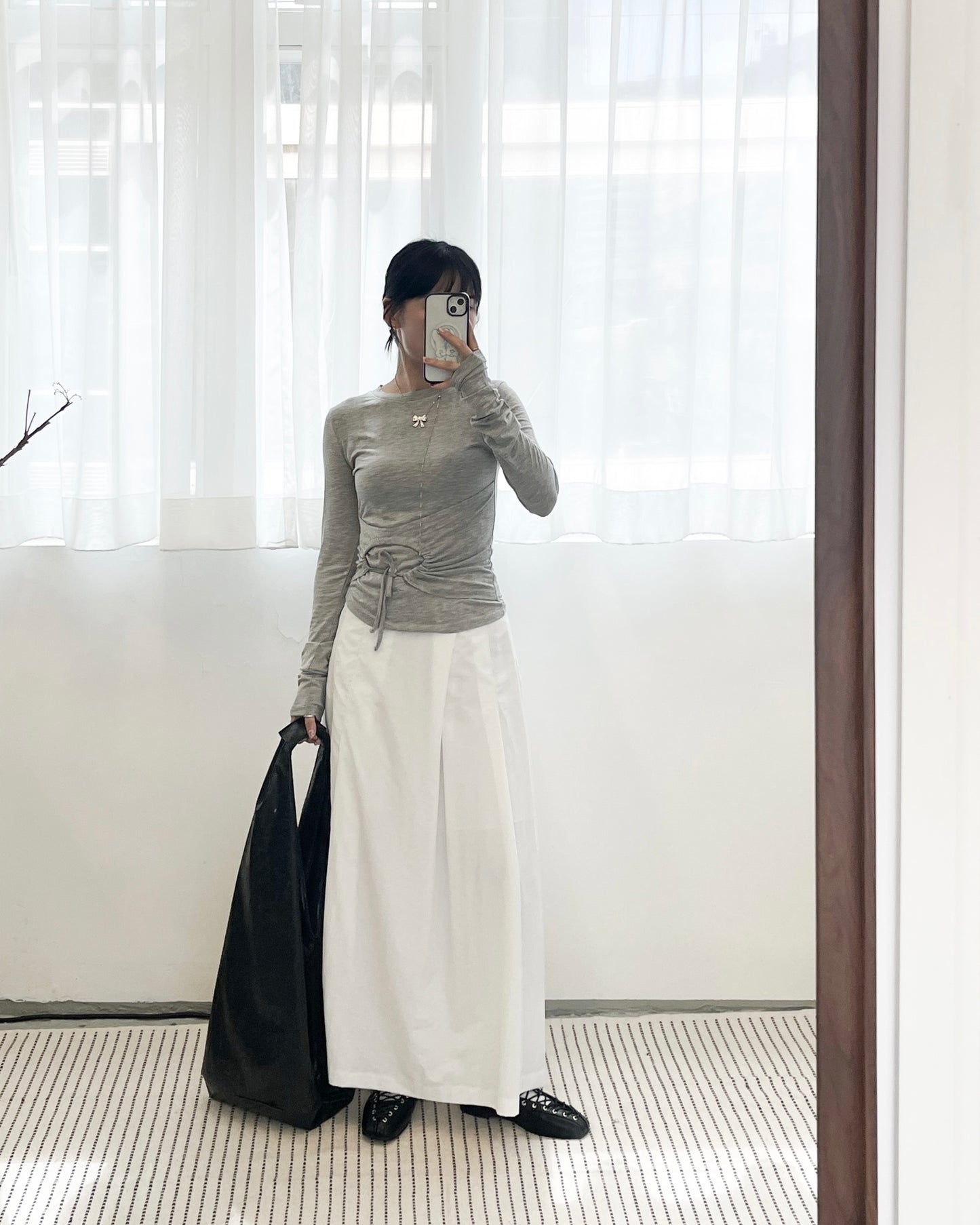 TP673- Circle Drawstring Top | White |Grey | Black