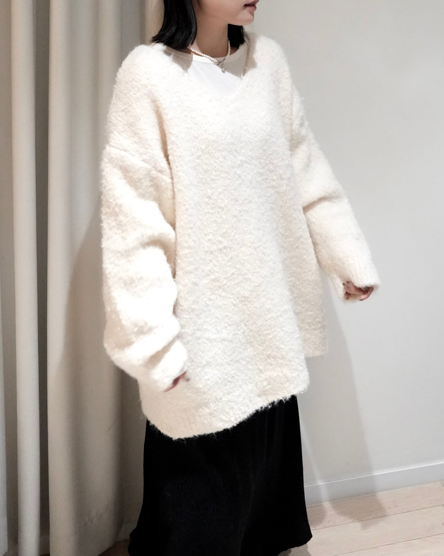 TP701- Knit With Scarf Set | White | Navy | Grey