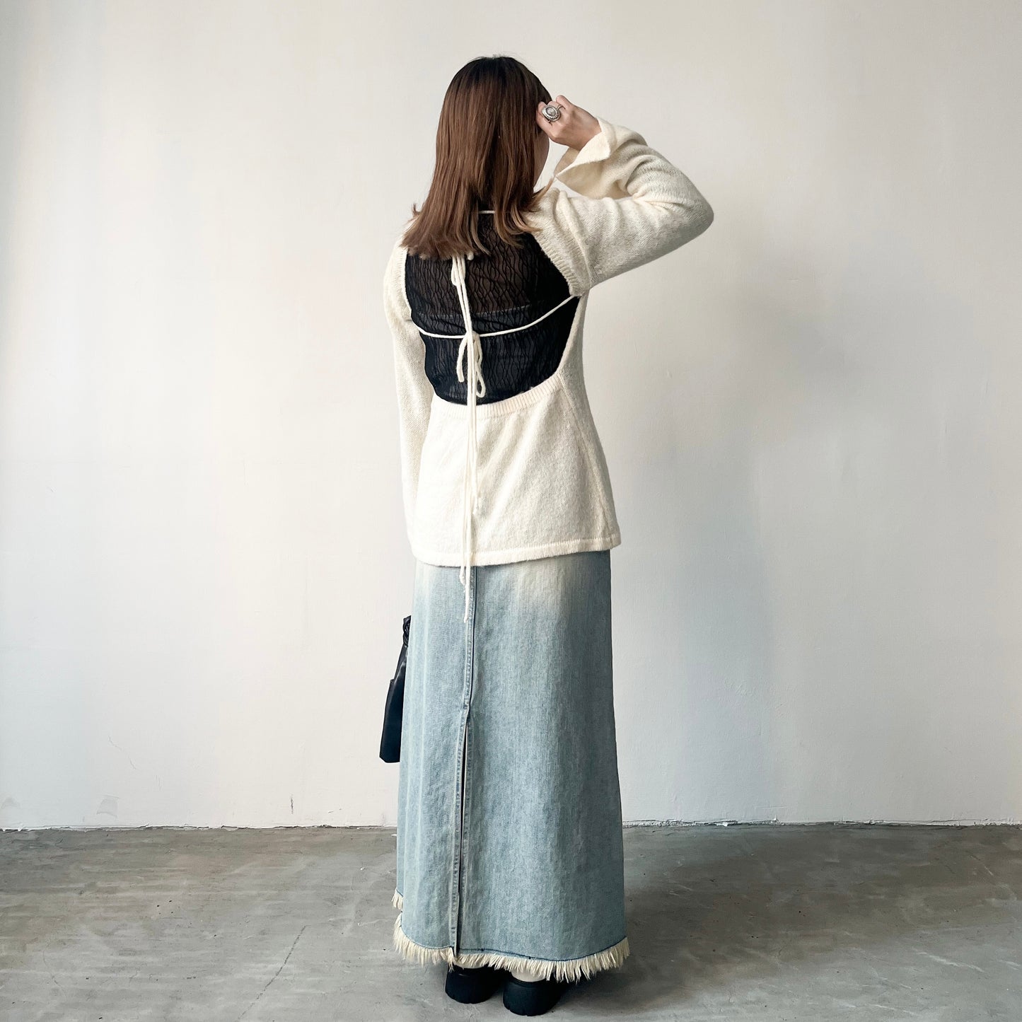 SK54- Washed Denim Skirt | Light Blue | Black | S M L