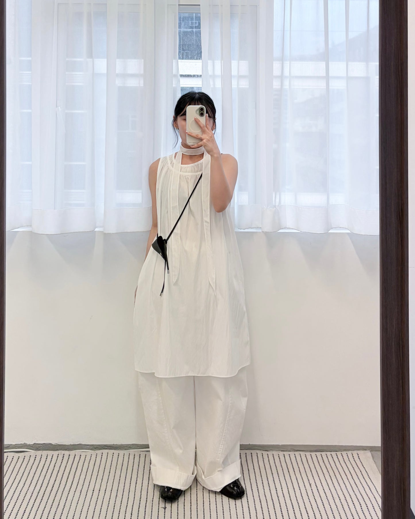 OP79- Double Neck One Piece Set | White | Black