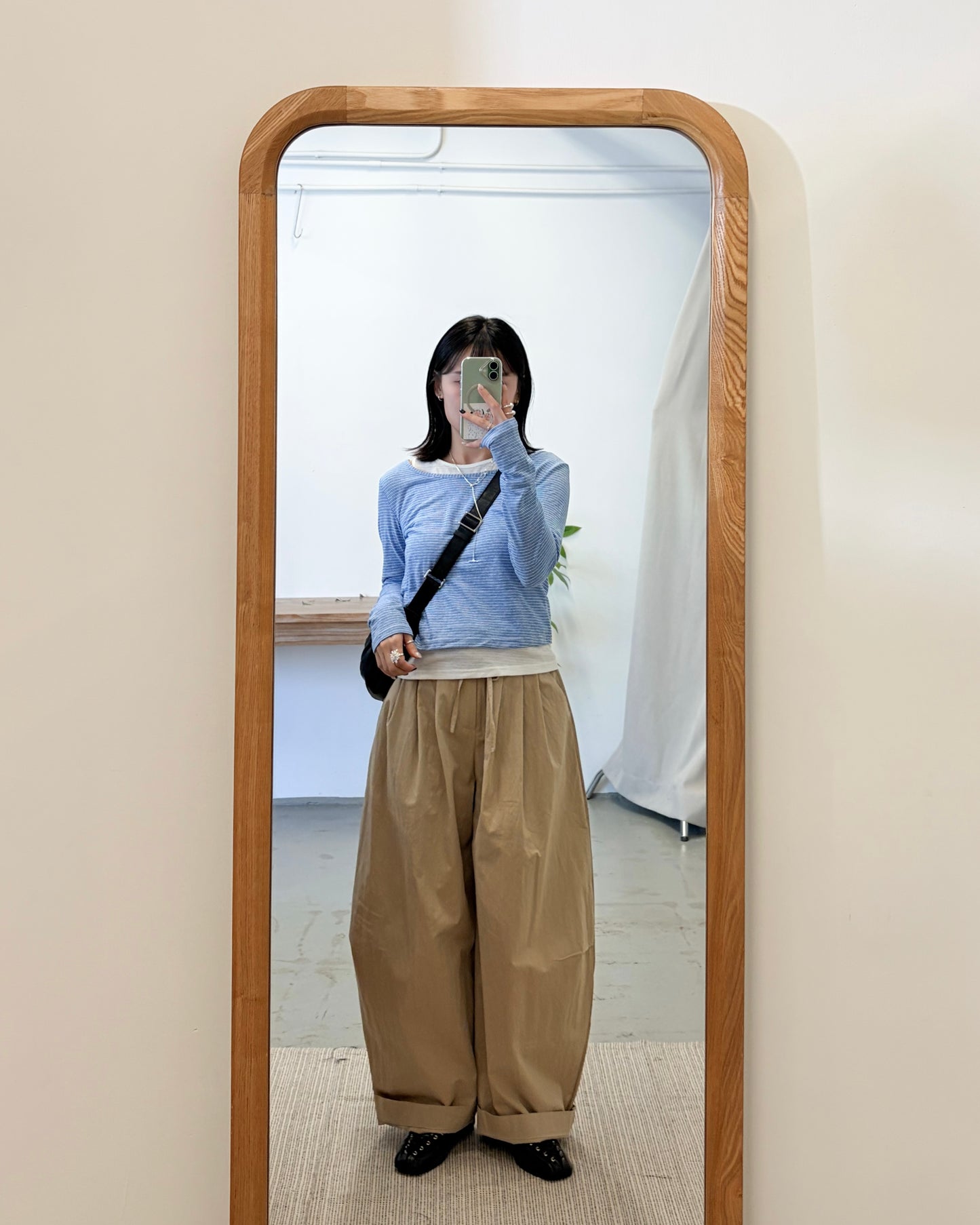 PT105- Ruffle Wide Pants | Beige | Khaki