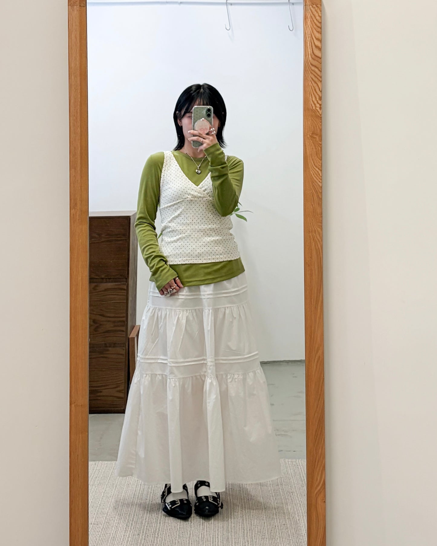 TP741-  三色天絲棉Basic Top | White | Green | Charcoal