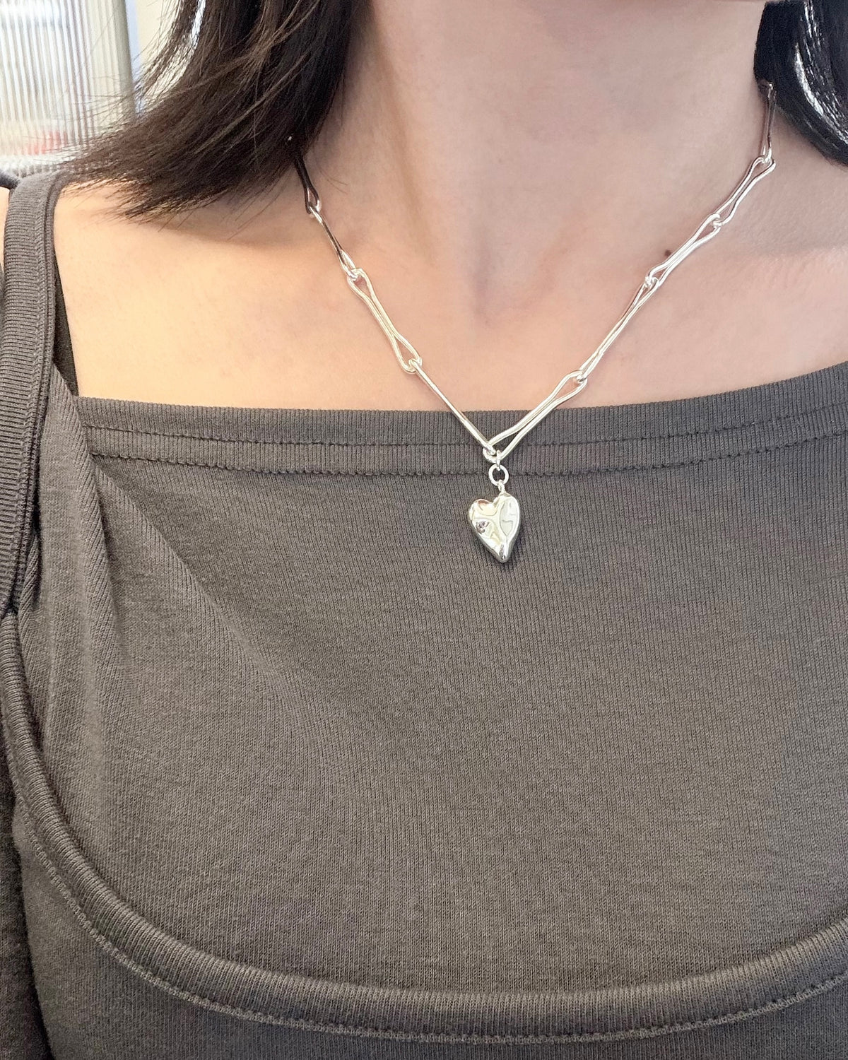 AC343- Long Chain Heart Necklace