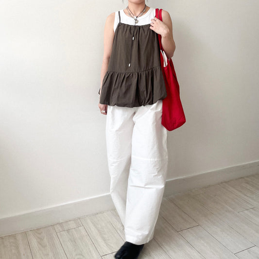 TP636- 斜Cut Balloon Vest | Brown